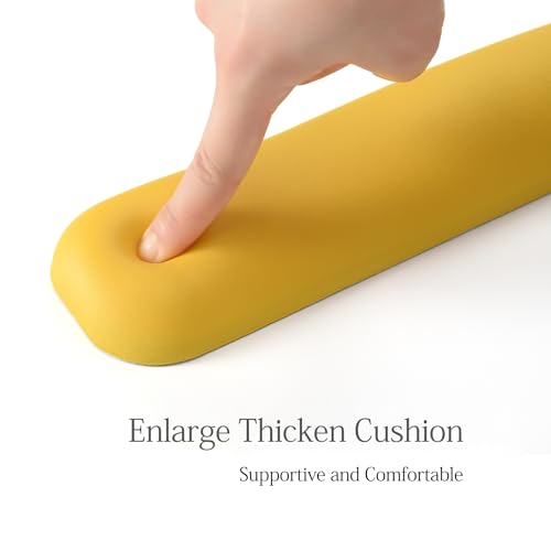 Image of UnivoColors Design-Wave Keyboard Wrist Rest, Artificial Sheepskin+Memory Foam+Ergonomic+Anti-Slip Gel, Resilience Support During Work and Gaming,Keyboard Accessory,Yellow