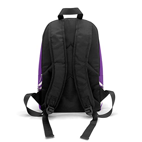 Purple White Print Cheer Cheerleaders Backpac Shoulder Casual Travel Daypack Computer Laptop Bag for Women Men Gift4