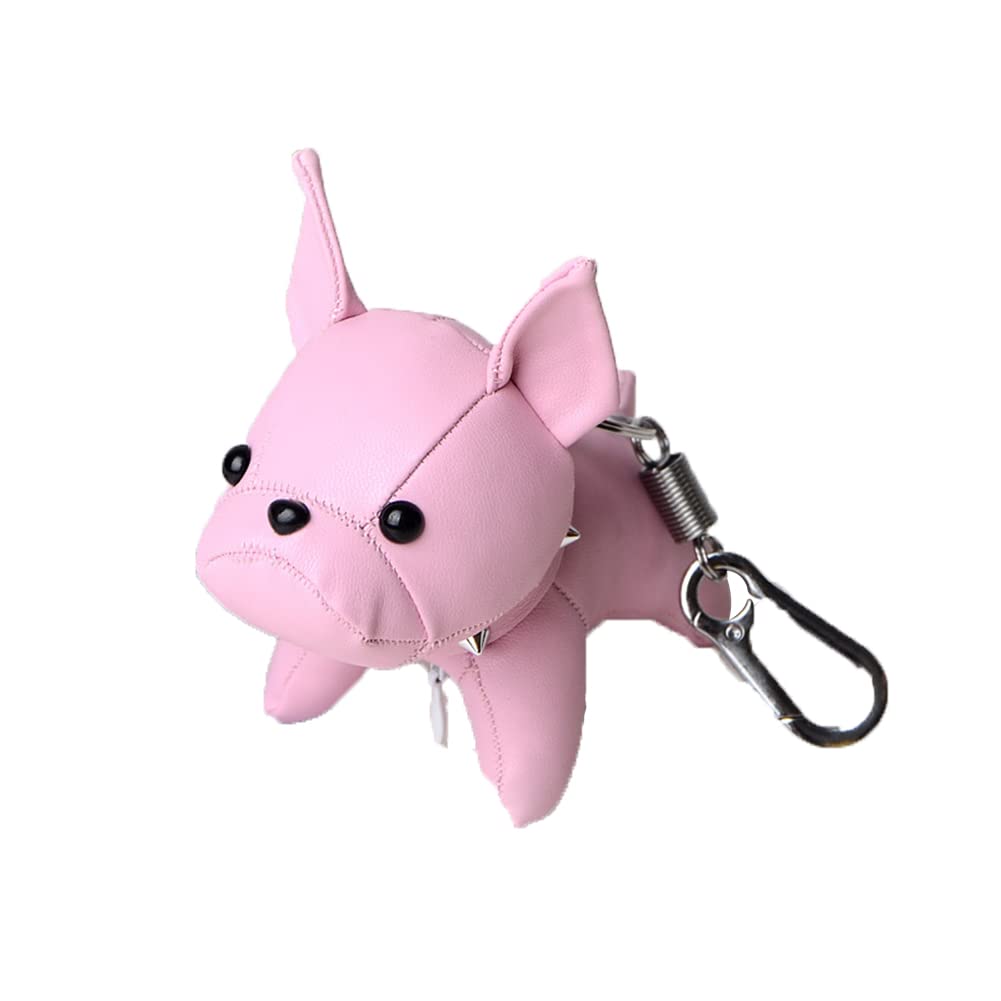 MIFANI Schlüsselanhänger mit französischer Bulldogge, niedlicher Hund, Metallring, Auto-Schlüsselanhänger, Taschenanhänger, Auto-Anhänger, passend for Geldbörse, Handtasche, Rucksack (Color : Roze)