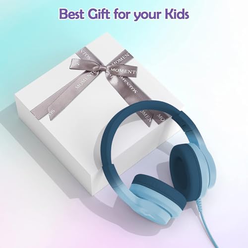 Candy Bila Kids Headphones, Wired Headphones for Kids Over Ear with Microphone, 85/94dB Volume Limiter Headphone for Girls Boys, Foldable Headphone for Learning & Entertainment, Gradient Green - 6