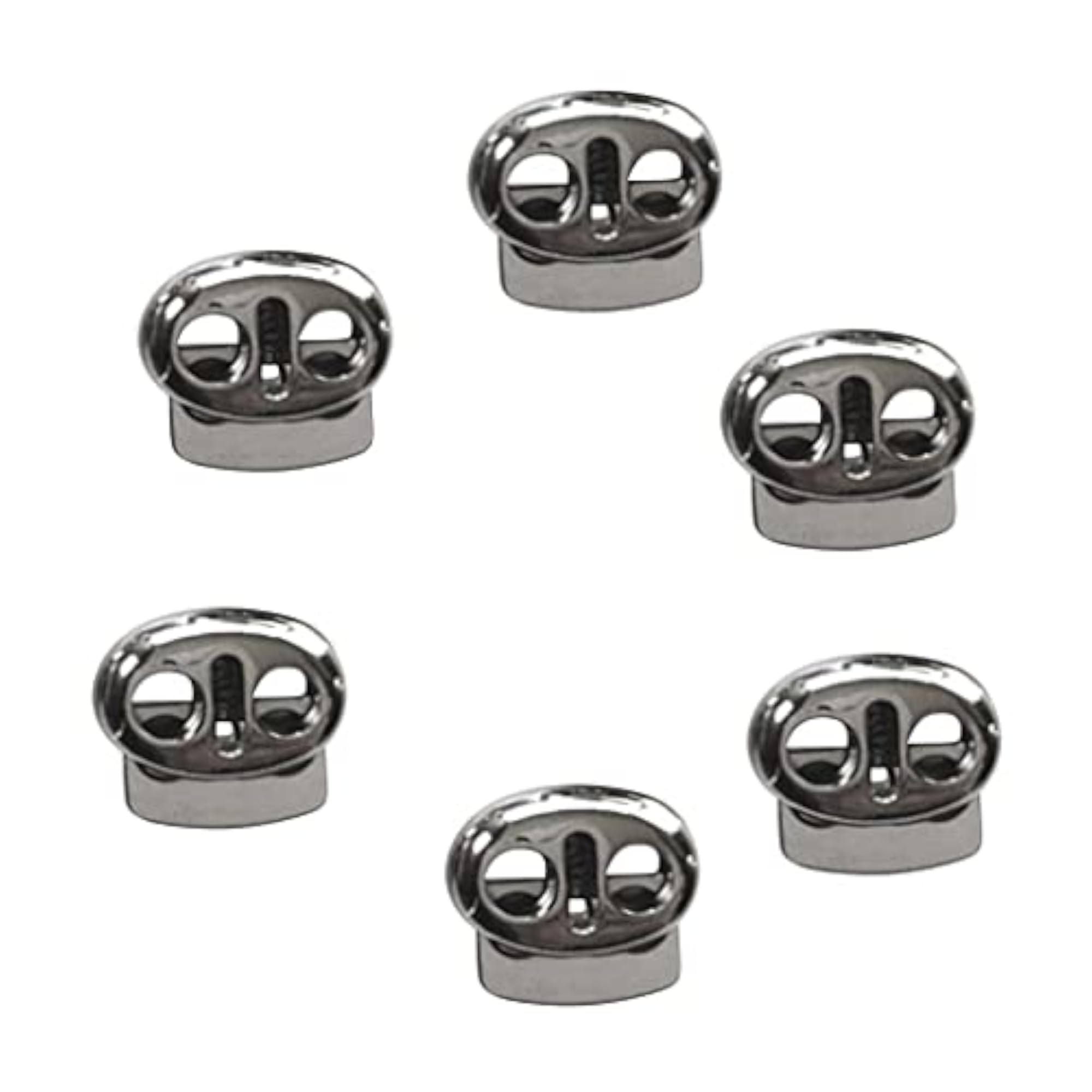 4x6 Pieces Metal Oval Bean String Cord Locks, Toggle Spring Clasp