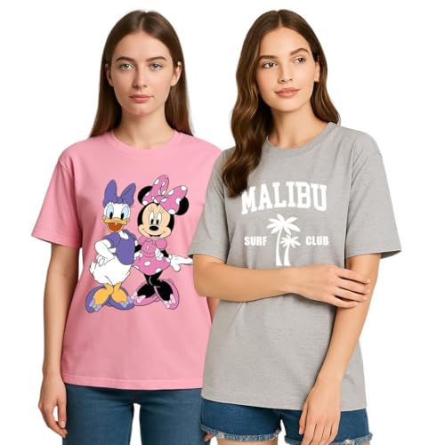 Image of My Swag Womens Half Sleeve Printed T-Shirts, Summer Wear, Typography Tshirts for Womens&Girls(Cotton, Pack of 2)