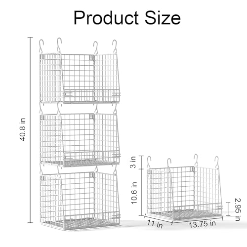 Image of PUPPYCUTE 3 Pack Laundry Room Organization and Storage, Hanging Wire Basket for Laundry Closet Wire Shelves, Laundry Closet Organizers and Storage Basket, Heightened Version