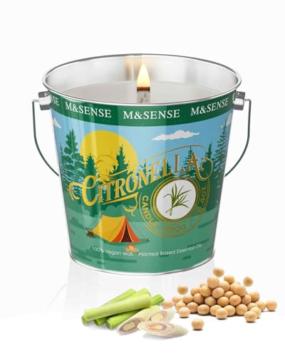 Bougies à la citronnelle 110h parfum frais grand format pour extérieur et jardin