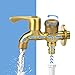 EMAGEREN Doppel Auslaufhahn 1/2 Zoll Garten Wasserhahn 2 Anschlüsse Messing Wasserhahn Doppelwasserhahn Waschmaschine Wasserhahn Außenwasserhahn für Garten, Waschmaschine, Regentonne