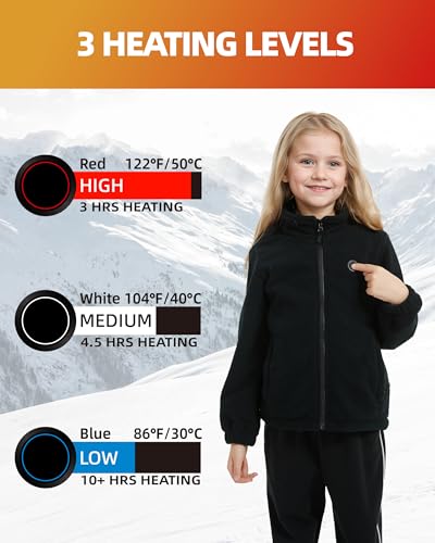 Image of Kids Heated Jacket,Boys Girls Fleece Jacket for Kids, Electric Heating Warming Jacket with 5V Battery Pack.