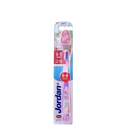 Jordan Step 3 Kids Toothbrush with Stand, 6-9 Years Tooth brush , Soft Bristles, BPA Free Kid Toothbrush (6-9Years Kid-Stand-Purple)