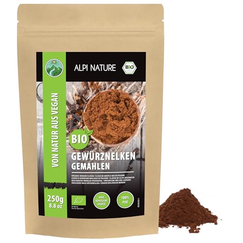 Alpi Nature Clavos de Olor Orgánicos en Polvo 250g, Clavo de Olor Molido para Cocinar y Hornear