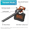 BLACK+DECKER Leaf Blower Cordless Leaf Vacuum and Mulcher Combo Kit, Battery and Charger Included, 40V 120 mph Air Speed, 6-Speed Dial, Built-in Scraper with Collection Bag (LSWV36)