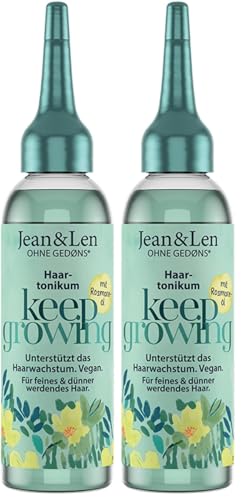 Jean & Len Haartonikum Rosmarin, wirkt anregend, regt das Haarwachstum an, fettet nicht, kann Haarausfall vorbeugen, Kopfhaut Tonikum, ohne Parabene & Silikone, vegan, 75 ml (Packung mit 2)