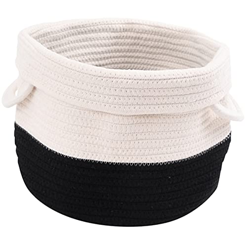 Cotton Rope Storage Tote Basket - Black and White (9"h x 10"D)