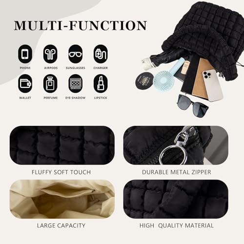Bolso tote acolchado grande para mujer con cremallera miniatura 3