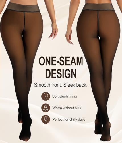 Image of MERYLURE Fleece Lined Tights Women Fake Translucent Warm Pantyhose