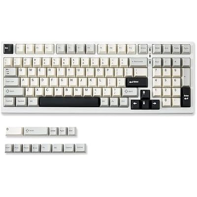YUNZII YZ98 Gasket Mechanical 99 Key Hot Swappable Keyboard(Milk Switch, White), Spring Tea Dye Sub PBT Keycaps(Cherry Profile, Spring Tea)