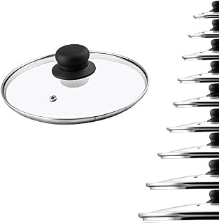 recus Glass Lid, Heat-resistant Lid with plastic Handle, Steam Hole, for Cooking Pot, Frying Pan, Saucepan, round, universal Lid in various Sizes, transparent (24 cm)