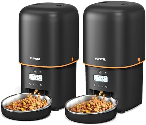Automatic Pet Feeder – 16-cup/135-oz for Cat/Dog, Pet Feeder with Over 180-day Battery Life, Automatic Dog Feeders with 1-6 Meals Control, Pet Feeder Cat Food Dispenser for Dry Food, 2 Packs