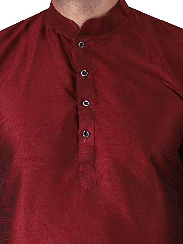Image of HUZUR Men's Silk Solid Straight Long Kurta Pyjama Set| Ethnic Wear