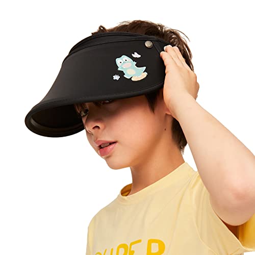 Kids Sun Visor Hats Boys Girls Adjustable Large Brim Summer UV Protection Beach Cap 7-14 Years Old UPF50+ YKH3M087