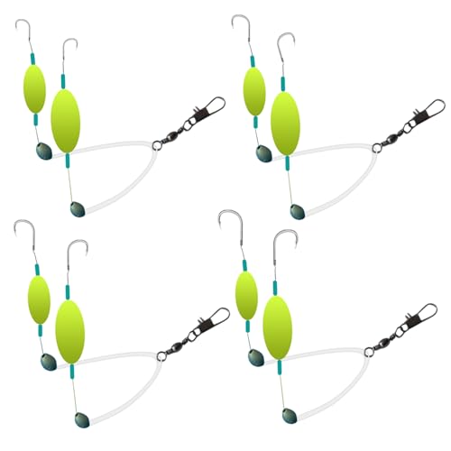 4Pcs Upgraded Double-Hook Reverse Bottom Rig for Freshwater and Saltwater