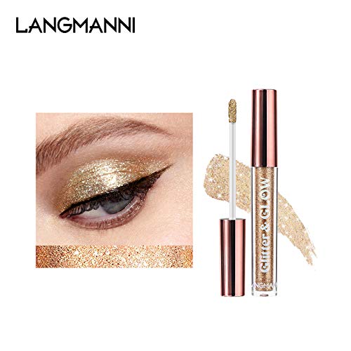 Langmanni 10 Pcs Liquid Glitter Eyeshadow Metallic Shimmer Glitter Eyeshadow Sweatproof Makeup Set, Matte Glitter Pressed All Highly Pigmented Blending Powder,Perfect For Every Woman & Girl (10Pcs) #TOP4