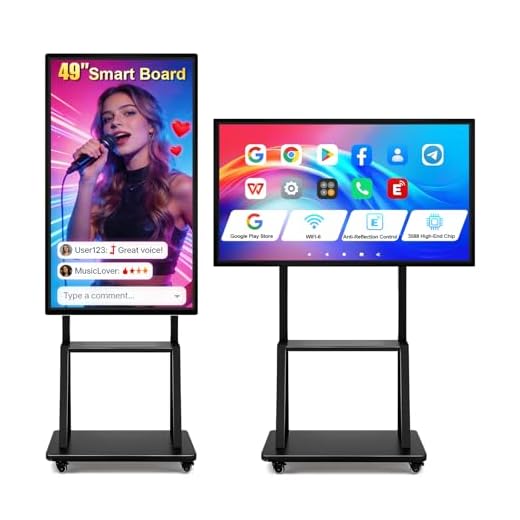 49" Smart Board, Electronic Interactive Smartboard for Classroom, Screen Mirroring, Android iOS 12, Digital Whiteboard for Presention Annotation Live Streaming(Wall Mount Included)