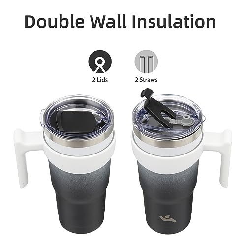 Image of Konokyo 20 oz Tumbler with Handle and Straw, Insulated Travel Mug
