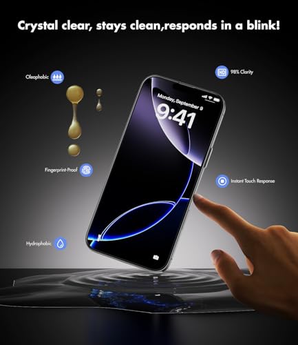 Image of Beizun Screen Protector for iPhone 16 Pro Max, Edge-to-Edge Protection, Easy Install, Case Friendly, 99% HD Clarity, 9H Tempered Glass, Anti-Scratch, Anti-Fingerprint, 3-Pack