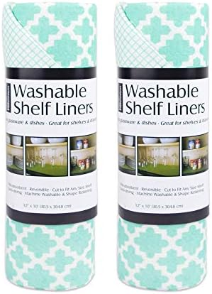 DII Fridge & Shelf Liner Collection Non-Adhesive, Cut to fit, Machine Washable, 12x20, Lattice Aqua Lattice, 2 Piece