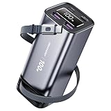REWONDER 100W Power Bank Fast Charging 20000mAh with Built-in Retractable USB-C Cable, Portable Charger for MacBook Laptop, iPhone 17/16 Series, Samsung, TSA Approved for Air Travel