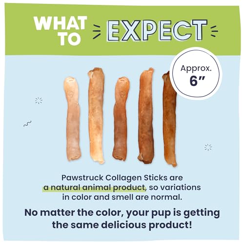 Pawstruck Natural 5-7\" Beef Collagen Sticks for Dogs – Long-Lasting Rawhide Alternative, High Protein & Low Fat with Chondroitin & Glucosamine – 5 Pack