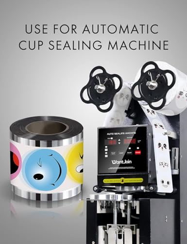 Image of WantJoin Cup Sealing Film Milk Tea Cup Sealer Film Boba Cup 90-105 mm 3000 Cups for PP Plastic and Paper Cups, Pink