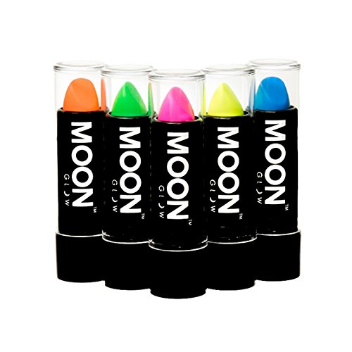 Moon Glow - Blacklight Neon UV Lipstick 0.16oz Pastel Set of 5 colors – Glows brightly under Blacklights UV Lighting!