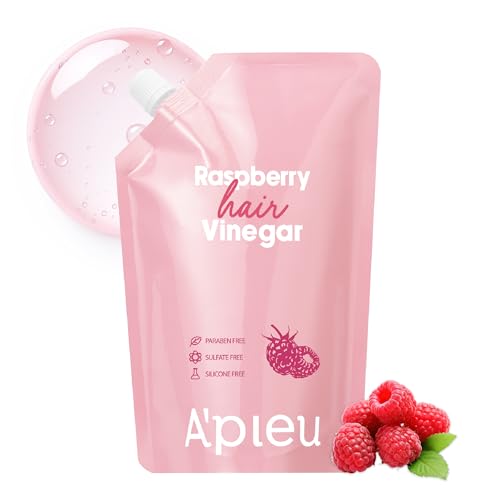 APIEU Raspberry Hair Vinegar Rinse [Refill] Dandruff Buildup & Excess Oil Smooth & Shiny Hair Itchy Scalp Relief pH Balancing Fresh Raspberry Scent Korean Haircare 6.76 fl oz