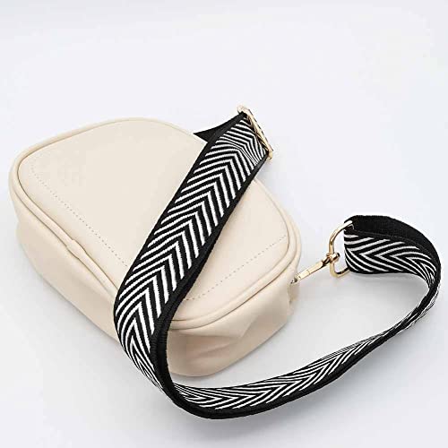 Image of PCBAG Replacement Purse Straps Adjustable Wide Classic Cross Body Shoulder Strap Black and White Stripes Guitar Belts for Handbag, 1.5 inch