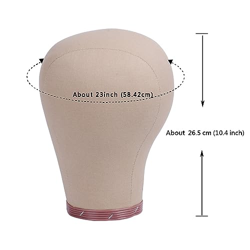 YANTAISIYU Cork Canvas Block Wig Head Mannequin Manikin Head Wigs Making Display Head (23 Inch), Nude color - Image 2