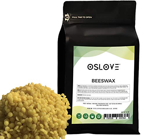Organic Beeswax 1 LB by Oslove Organics-Pure Beeswax Pellets for Candle Making, Lotions, Cremes, Lip Balms and Salves