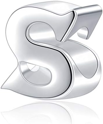 Alphabet Charms fit Pandora Charms Bracelet 925 Sterling Silver Letter Initial A-Z Beads for Christmas Mothers Gifts (S)