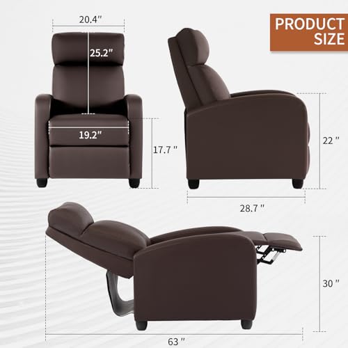 Image of BestMassage Recliner Chair with 2 Point Massage Feature |Leather Dark Brown