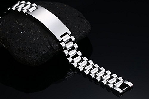 Vnox Mens Custom Engraving Masculine Metal Band Stainless Steel Link Bracelet Personalized Engraved Dad Jewelry Gift For Men Dad Father,Silver thumb #2