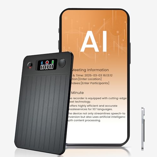 Boyuevi AI Voice Recorder, Smart Audio Recorder, App Control & AI Transcription, 64GB Memory, Supports 112 Languages, Ideal for Meetings, Lectures, Interviews, Calls