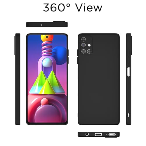 Image of Outlouders Back Cover for Samsung Galaxy M51 | Camera Protection | Durable Soft Matte Silicone Bumper Case (Black)