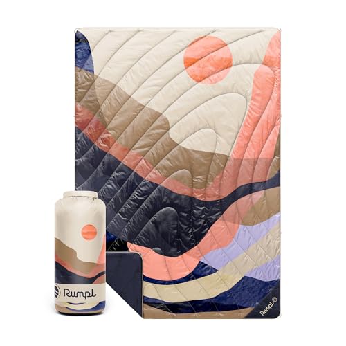 Rumpl Original Puffy Blanket - Warm, Water-Resistant Camping Blanket with 100% Recycled Synthetic Insulation, 52"x75", Original Puffy V2, Valley Dawn