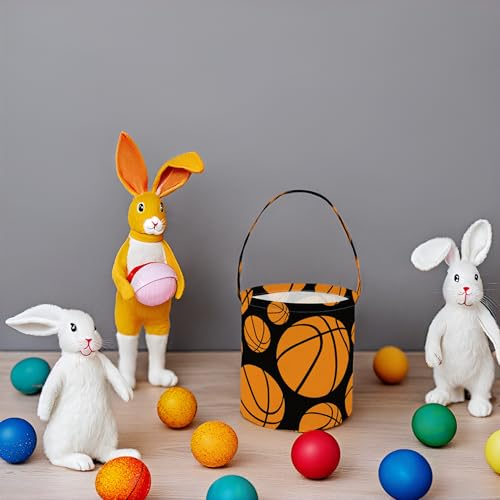 Image of Basketball Easter Bucket Easter Basket for Kids Baby Storage Basket Cute Toy Storage Bin Organizer Shelf Book Basket Easter Room Decor(Basketball)