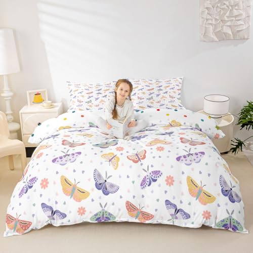 Parure de lit enfant 240x260 housse de couette papillon dessin animé - 5
