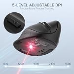 Redragon BM-4033 Souris ergonomique verticale sans fil, connexion 2.4GHz 5 Niveaux jusqu'à 4000 DPI, Mice d'économie d'énergie automatique pour ordinateur portable, bureau, PC, noir