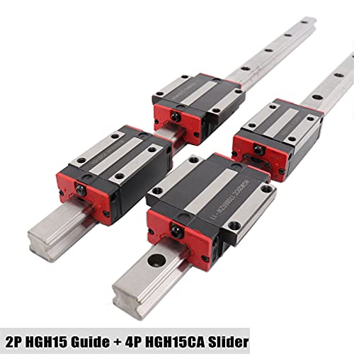 SUOFEILAIMU HGH15 Linear Guide Rail HGH15CA Slide Bearing Block HGW15CC Flang for Ball Screw Motor Guide Rail Components (Color : 2 Rails 4 HGW15CC, Guide Length : 400mm)