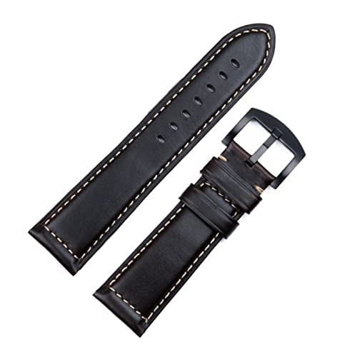 Bracelet de montre cuir ciré italien marron noir 18 20 22 24 mm