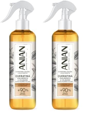ANIAN - Queratina Líquida para el Cabello Queratina, Jojoba y Karité, 200 ml, con Ácido Hialurónico y Colágeno, para Pelo Dañado y Encrespado, Restauración y Brillo, Sella Puntas, Repara Fibra Capilar