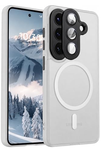 Image of Elzzi Magnetic Magsafe for Samsung S26 Case, Upgraded [Full Camera Protection] [Compatible with Magsafe] [Translucent Matte] Shockproof Protective Phone Case for Men & Women
