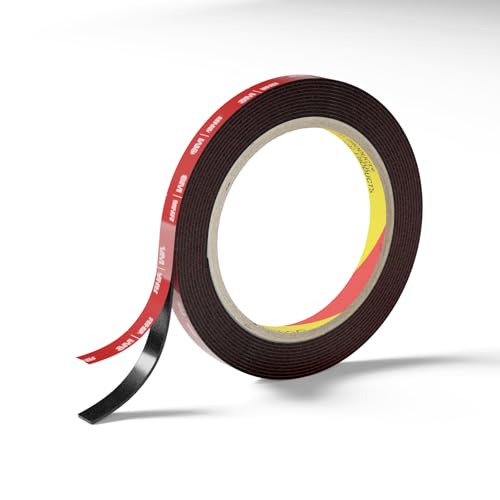 WALL QMER Double Sided Heavy Duty Tape, 13.12 FT × 0.39 in Mounting Adhesive Foam Tape Waterproof High Temperature Resistant for Automotive LED Strips Home Office Decor Indoor Outdoor